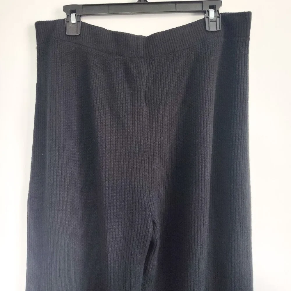 New Gap Large Pants CashSoft Shaker-Stitch Sweater Black Cotton Wide Leg Pull On
